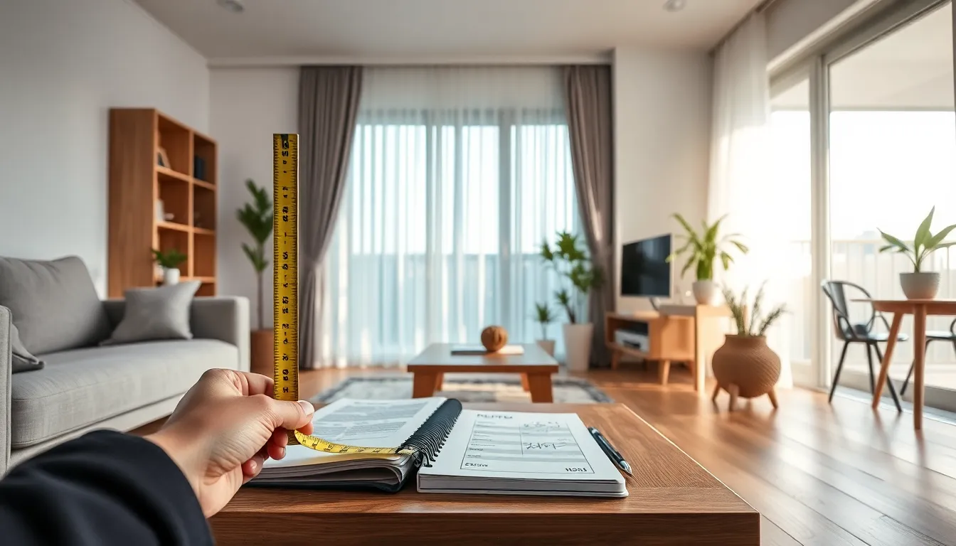 Đo phòng khách bằng thước dây trước khi mua máy lọc không khí